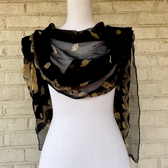 Anthropologie Accessories - Anthropologie Silk Floral Scarf/Shawl